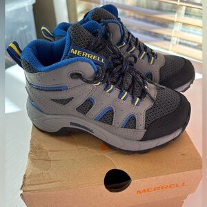 Merrell Kid's Oakcreek Mid Lace Waterproof Hiking Boot Blue Size 11W